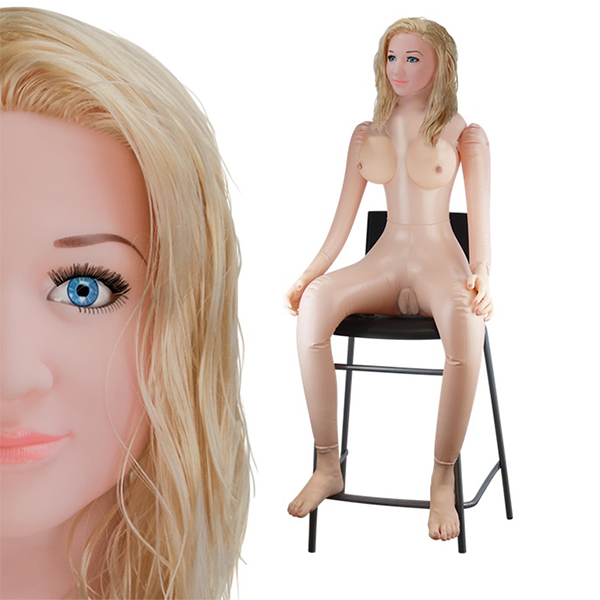 blond seated vibrating blow up sex doll