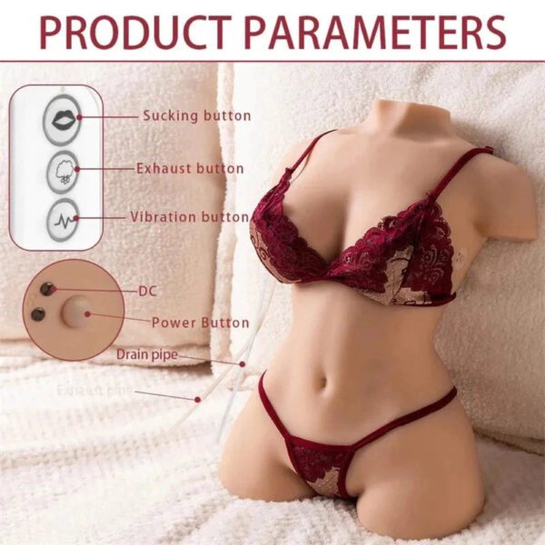 T595-(16.97lb) Sucking And Vibration Pussy Sex Doll Torso With Fully Automatic Cleaning - Image 2