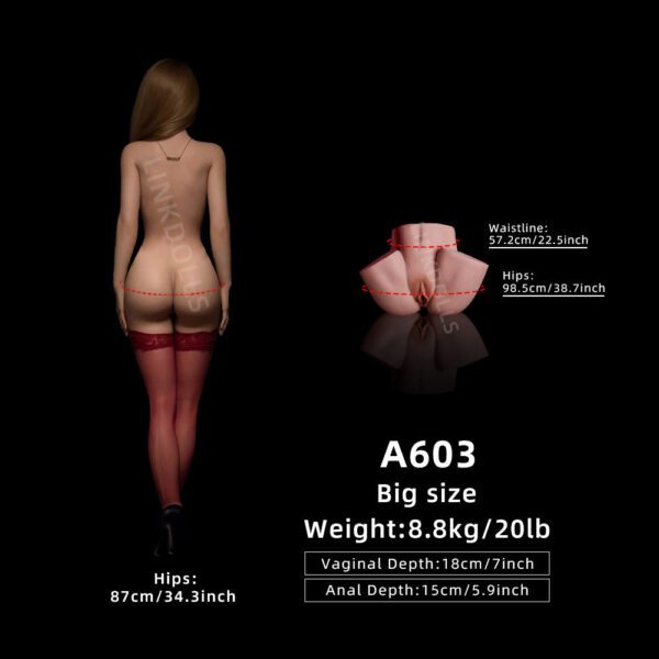 A603-(20lb )  Yellow-Sexy and Real Realistic 3D Ass Sex Doll Torso - Image 2